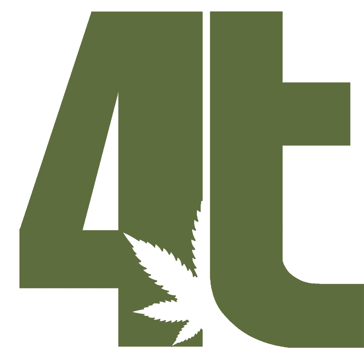 Simple 4trees Cannabis Building logo with the 4 and the T only in a forest green