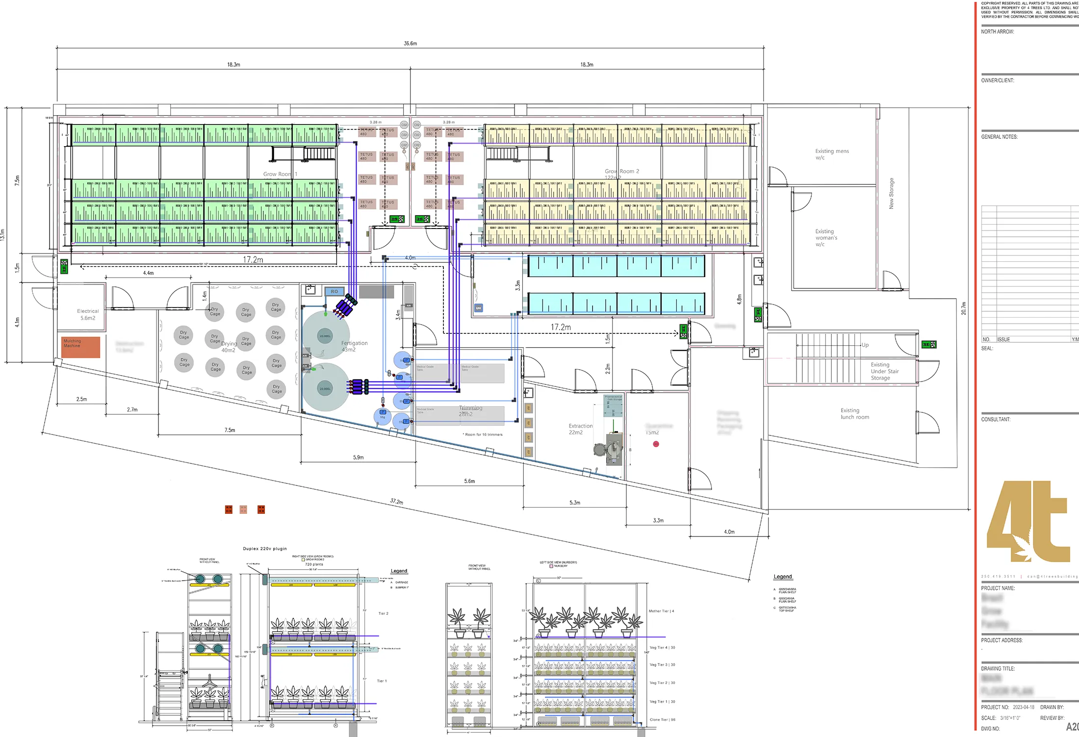 10000 sq ft cultivation facility designed by 4trees Cannabis Building Ltd